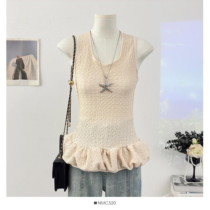 U-Neck Ruffle Tank Top