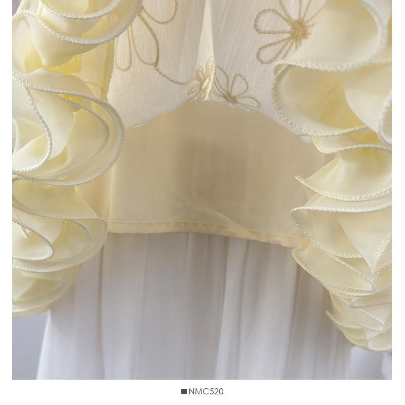 Sleeveless Floral Jacquard Ruffle Plain Top