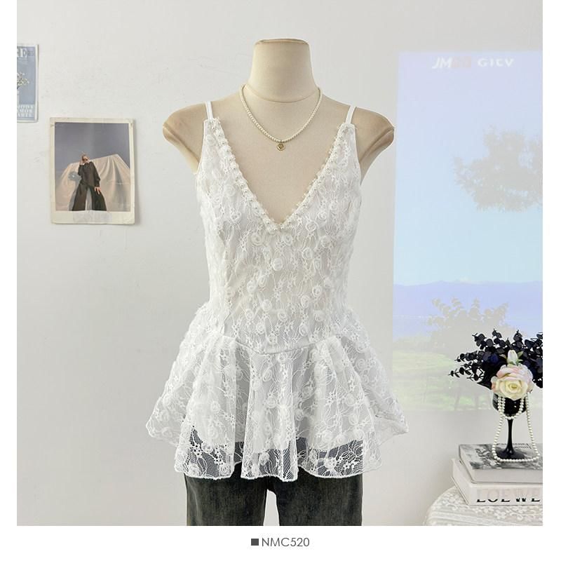 V-Neck Lace Flowy Camisole Top