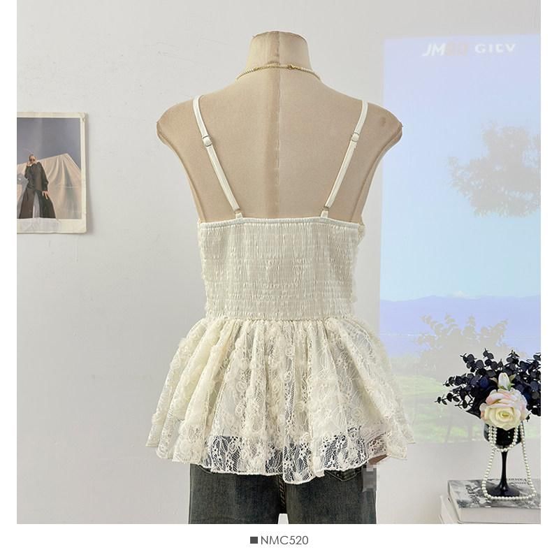 V-Neck Lace Flowy Camisole Top