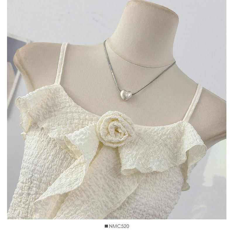Ruffle Floral Accent Camisole Top