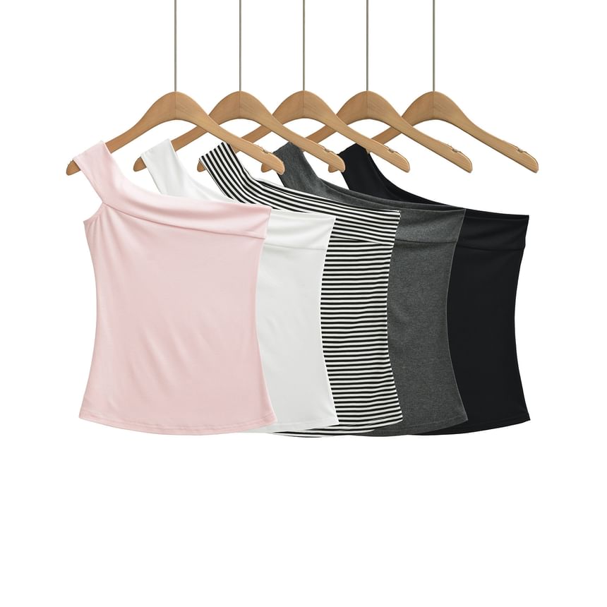 Sleeveless One Shoulder Asymmetrical Top