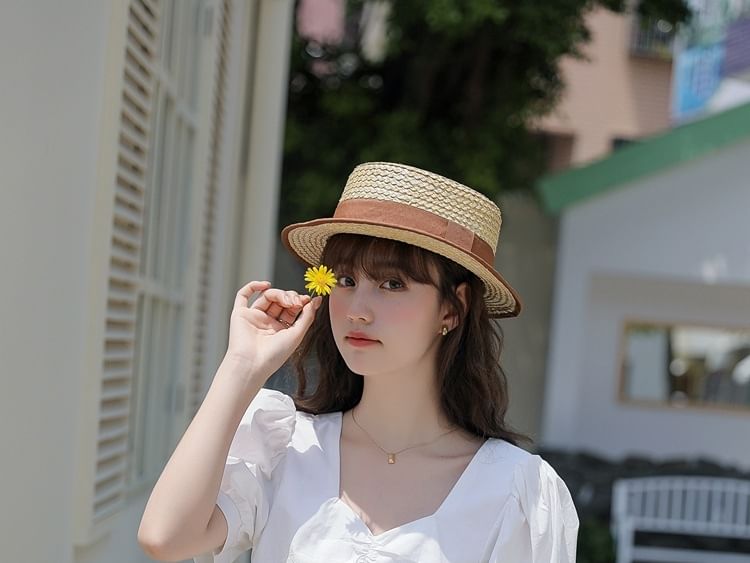 V-Neck Ruched Short-Sleeve Blouse