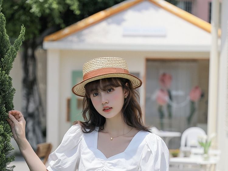 V-Neck Ruched Short-Sleeve Blouse