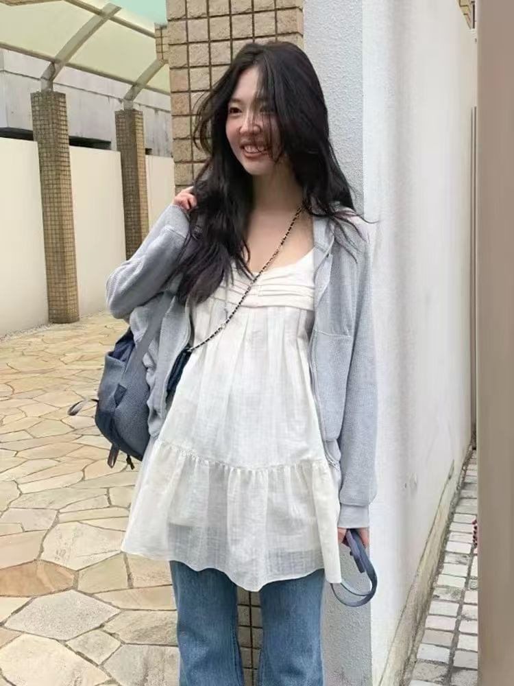 Ruched Scoop Neck Spaghetti Strap Tunic