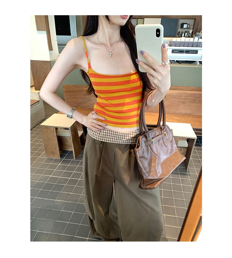 Striped Scoop Neck Spaghetti Strap Cami