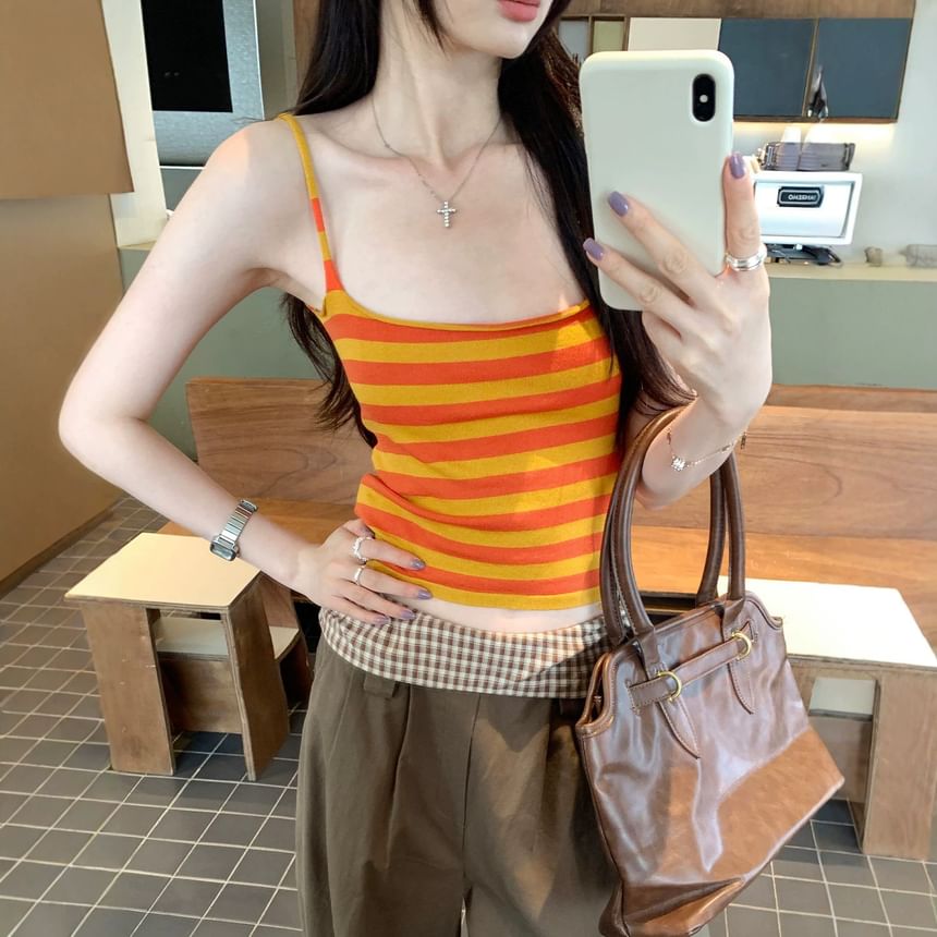 Striped Scoop Neck Spaghetti Strap Cami