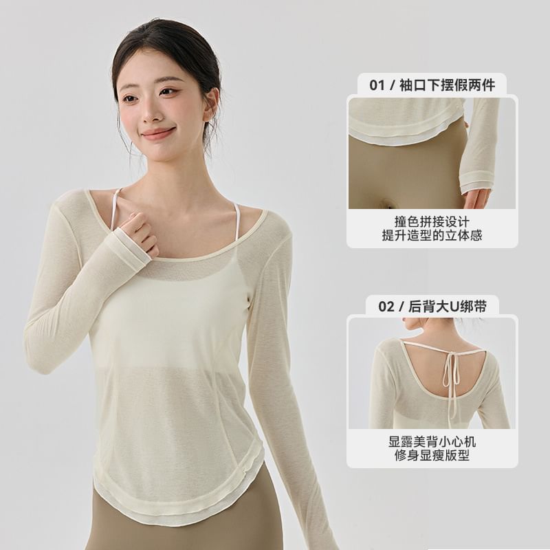 Long-Sleeve Open Back Tee