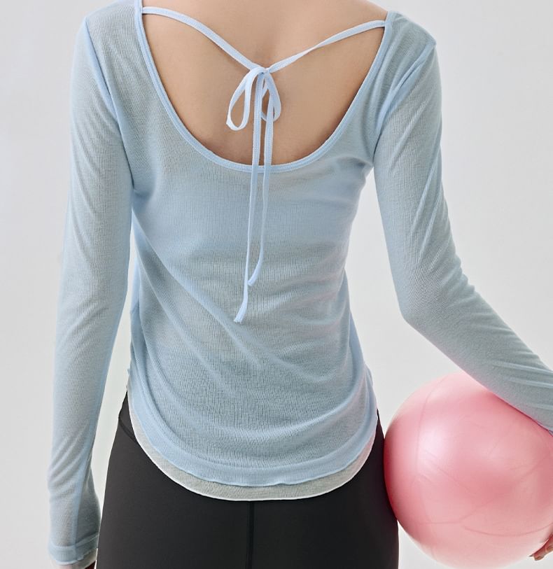Long-Sleeve Open Back Tee
