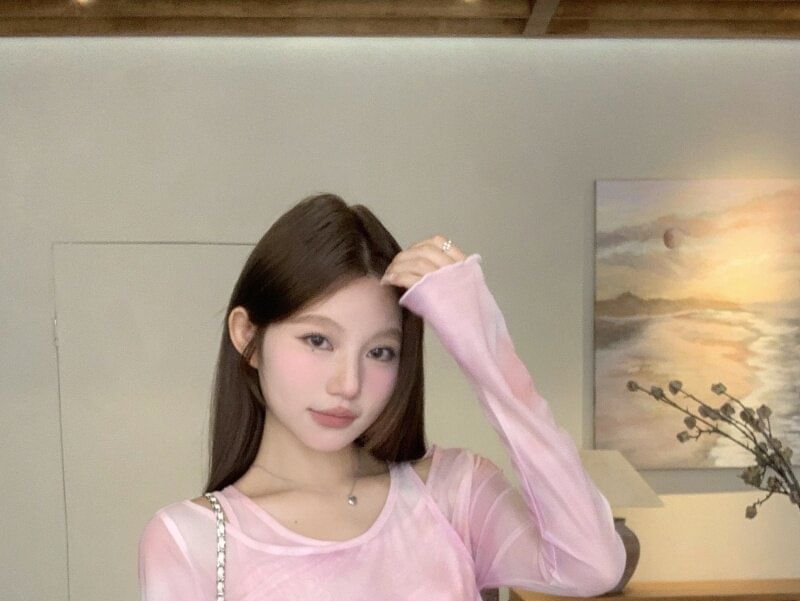 Long-Sleeved Mock Two-Piece Tie-Dye T-Shirt