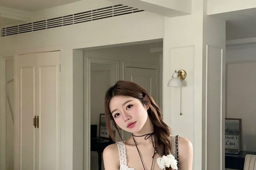 Square Neck Button Camisole with Spaghetti Straps, Solid