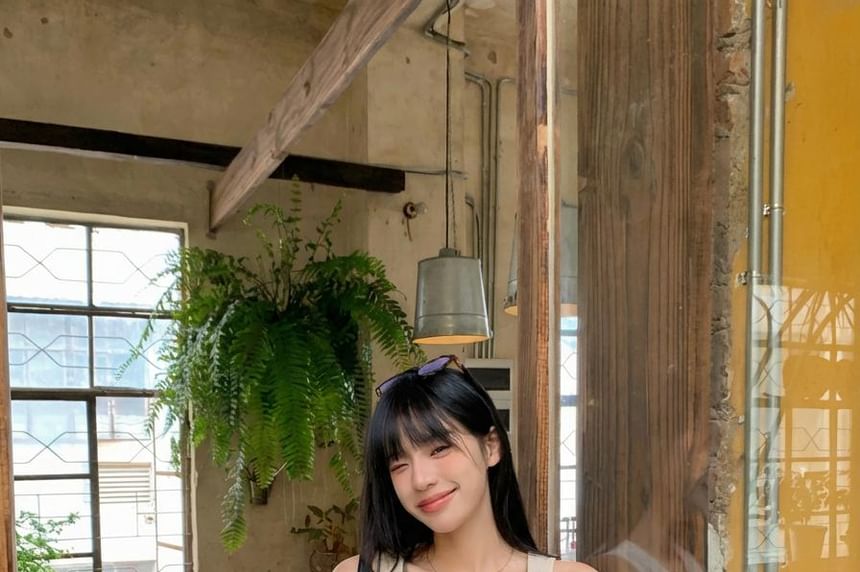 Mock Two-Piece Scoop Neck Tank Top