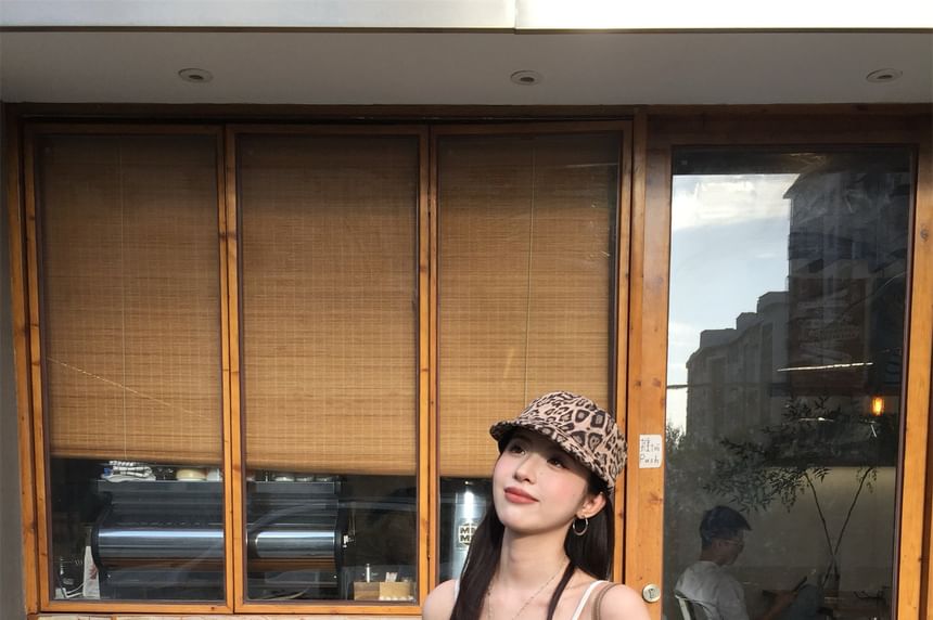 Leopard Panel Camisole and Snake Print Midi A-Line Skirt Set