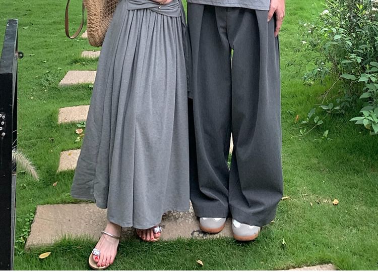 Couple V-Neck Tee & Shirred A-Line Dress Set