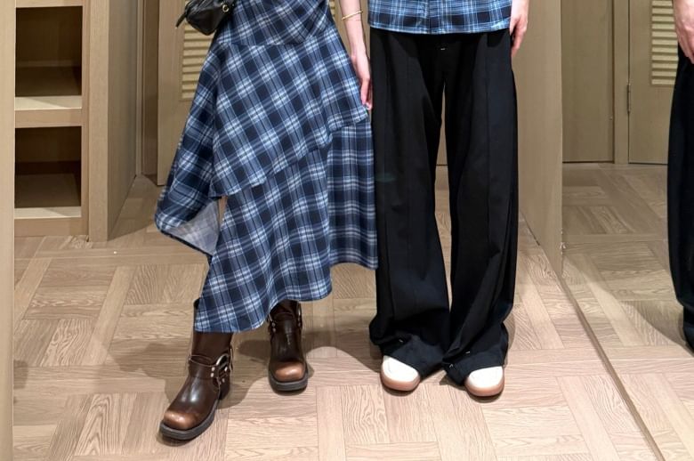 Couple Plaid Button-Up & Asymmetrical Dress Set