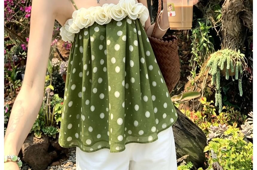 Polka Dot Ruffle Flowy Camisole