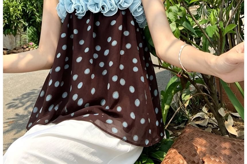 Polka Dot Ruffle Flowy Camisole