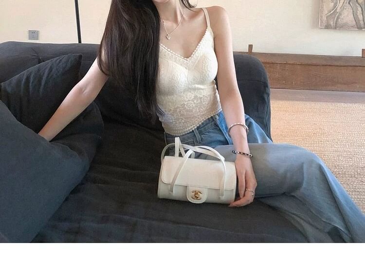Padded Lace V-Neck Crop Camisole