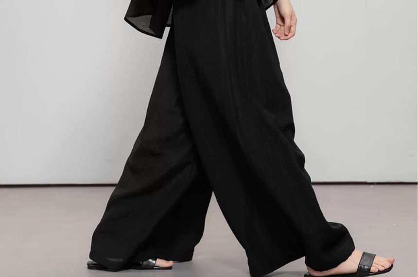 Linen Crewneck Sleeveless Top & Wide Leg Pants Set