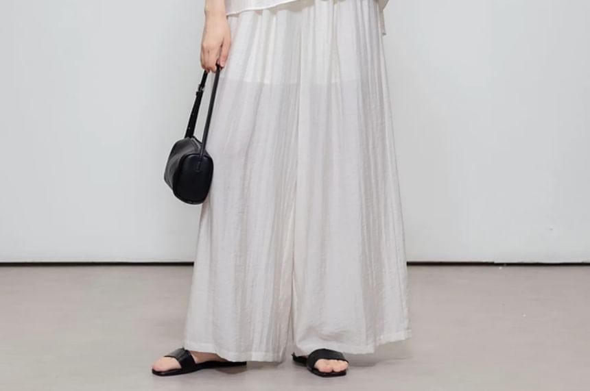 Linen Crewneck Sleeveless Top & Wide Leg Pants Set