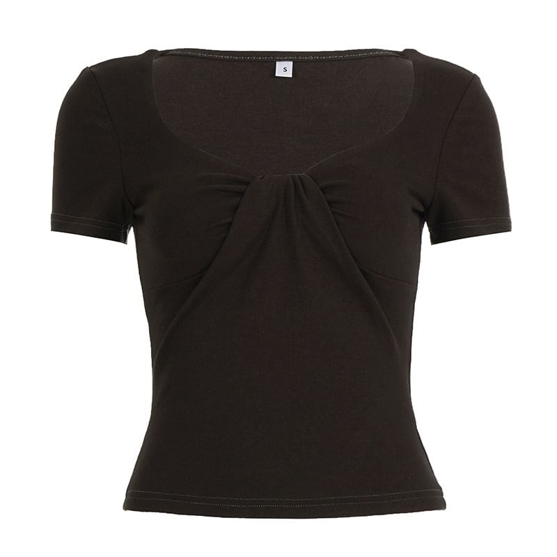 Short-Sleeve V-Neck Crop Top