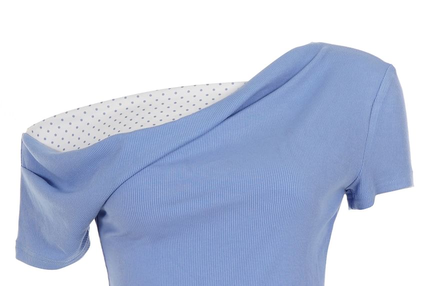 Mock Two-Piece Off-Shoulder Dotted Crop Top