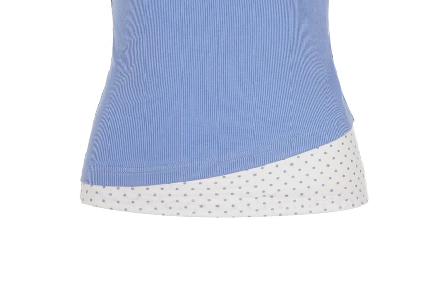 Mock Two-Piece Off-Shoulder Dotted Crop Top