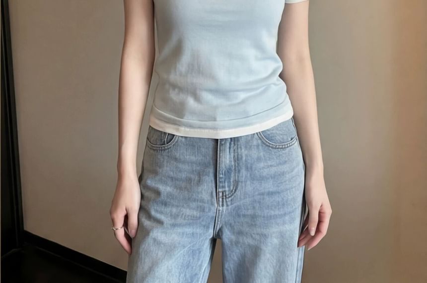 Sheer Crew Neck T-Shirt & Camisole Set