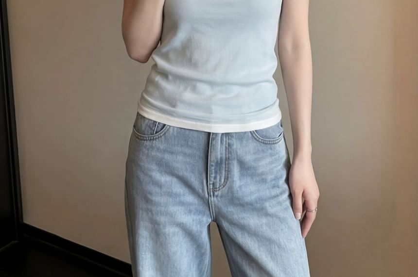 Sheer Crew Neck T-Shirt & Camisole Set