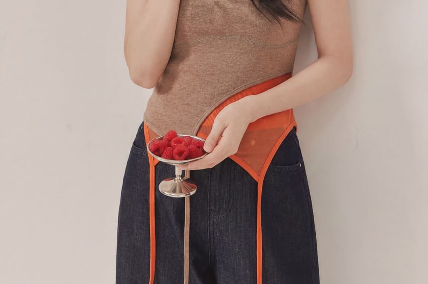 Two Tone Asymmetrical Crew Neck Tank