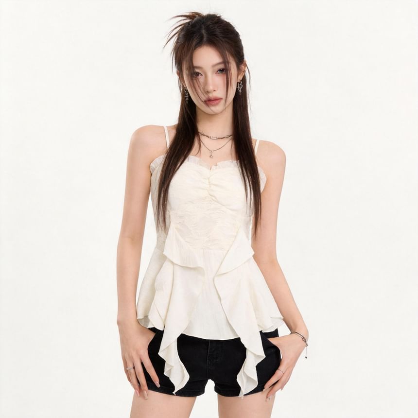 Lace Frill Trim Camisole Top