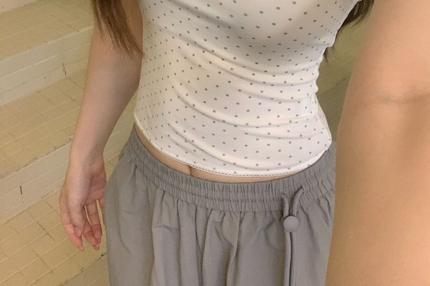 Micro Dot Crew Neck Crop Tee