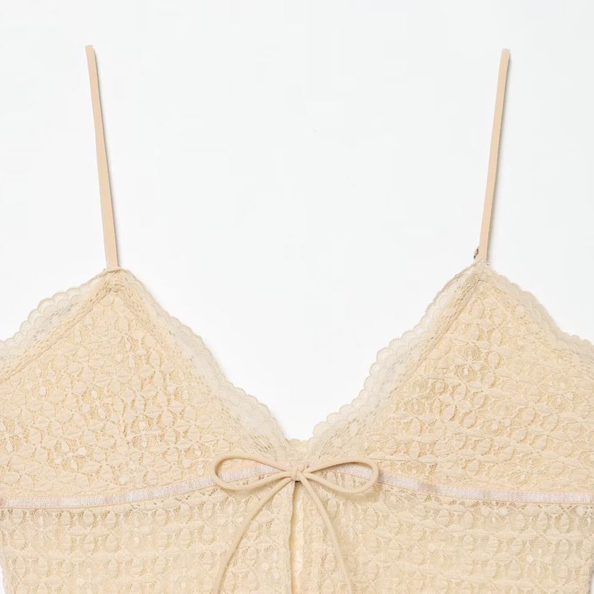 Ribbon Accent Lace Crop Camisole