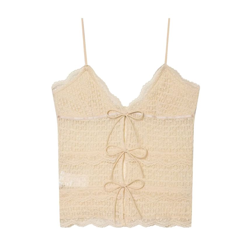 Ribbon Accent Lace Crop Camisole