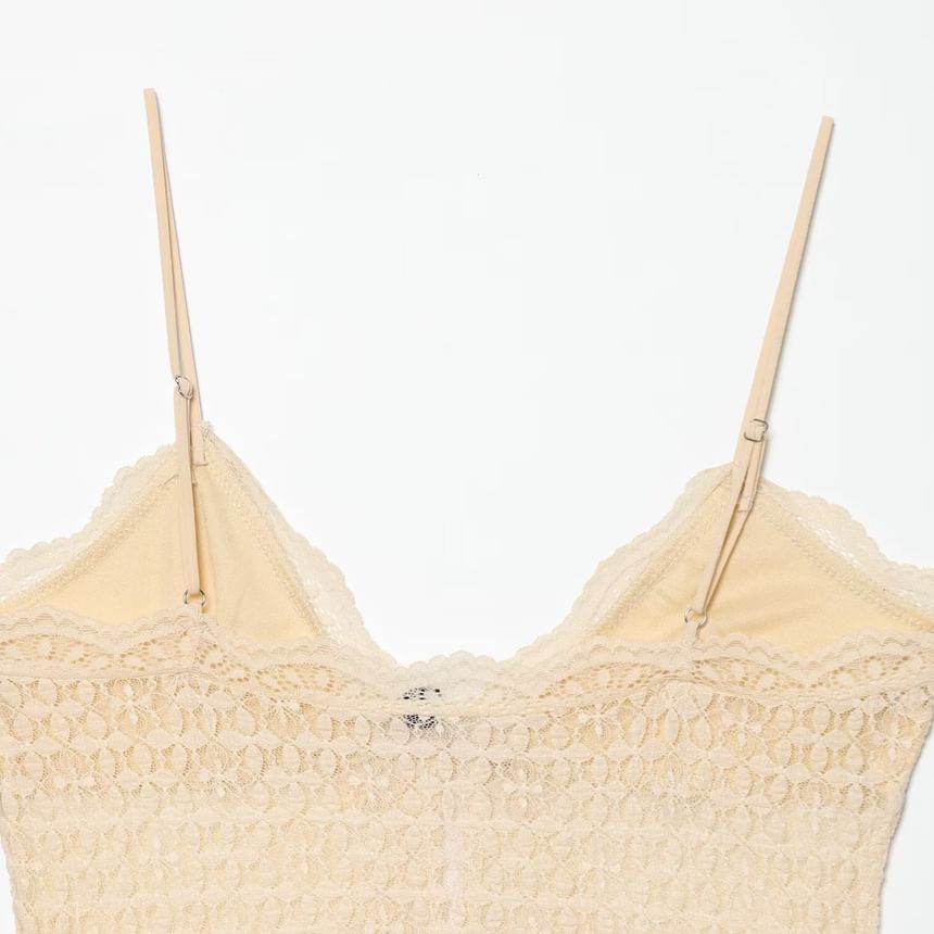 Ribbon Accent Lace Crop Camisole
