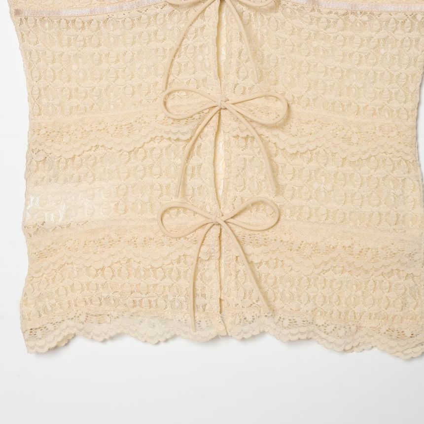 Ribbon Accent Lace Crop Camisole