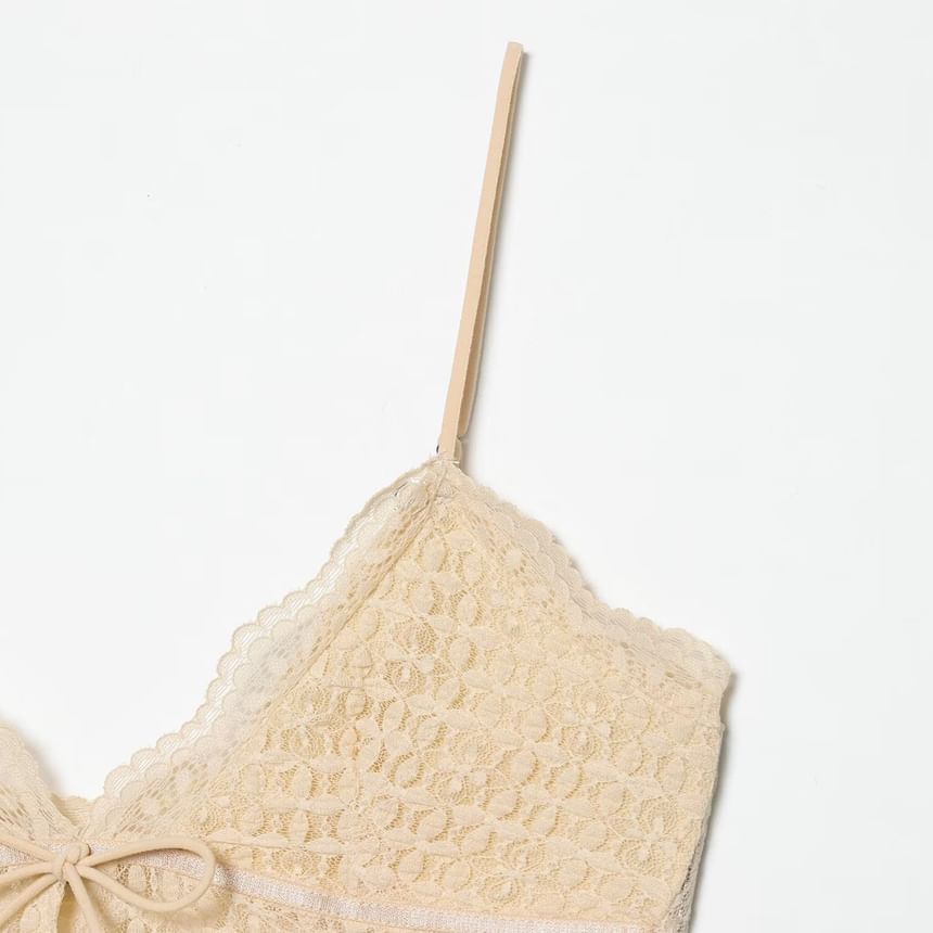 Ribbon Accent Lace Crop Camisole