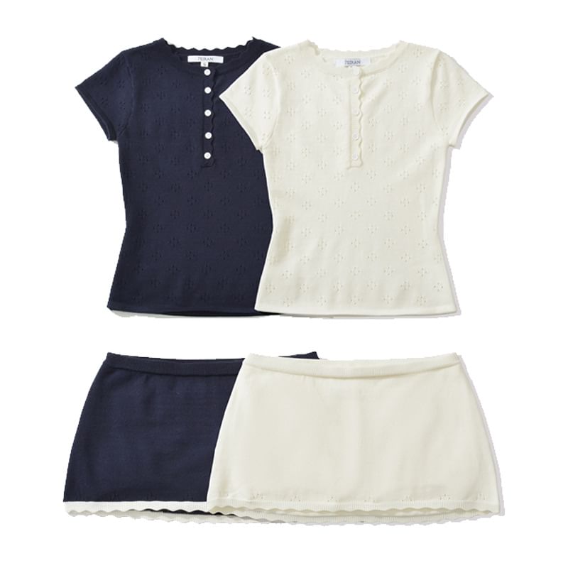Henley Crop Top & Mini Skort Set