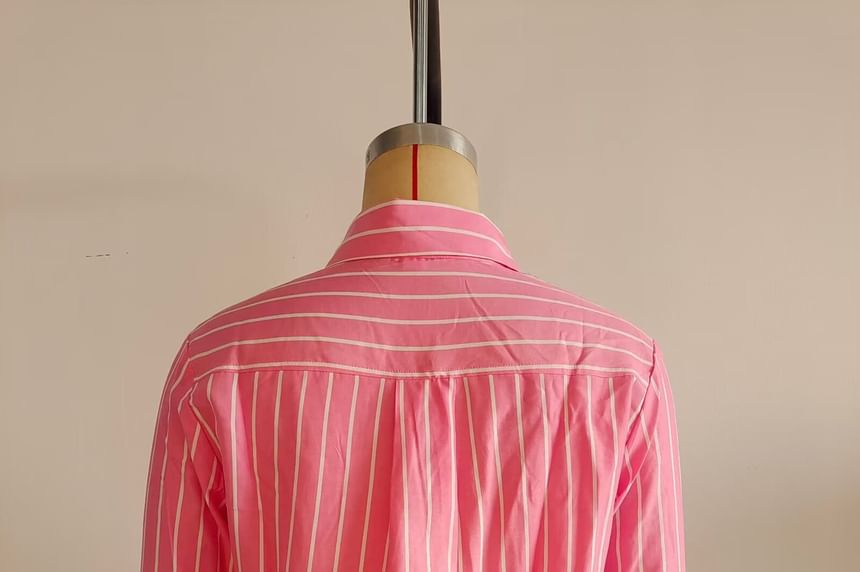 Pinstripe Long-Sleeve Crop Shirt