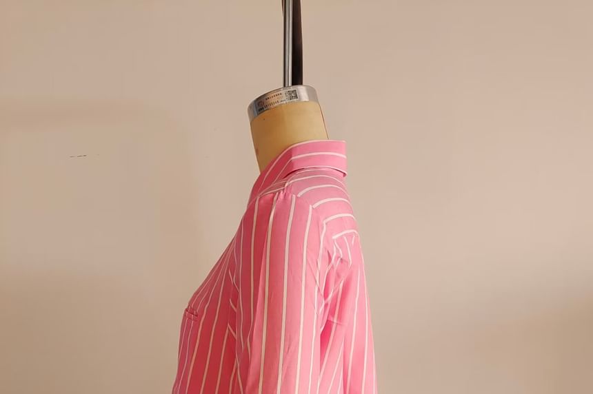 Pinstripe Long-Sleeve Crop Shirt