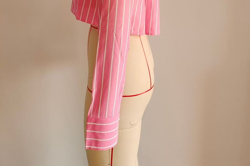 Pinstripe Long-Sleeve Crop Shirt