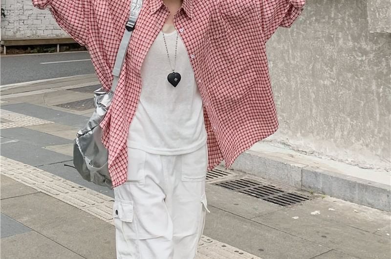 Plaid Button-Up Long Sleeve Shirt