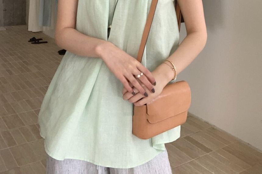 Halter Neck Frill Trim Blouse