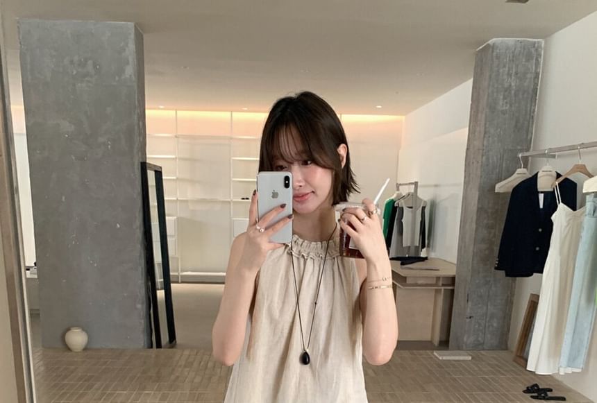 Halter Neck Frill Trim Blouse