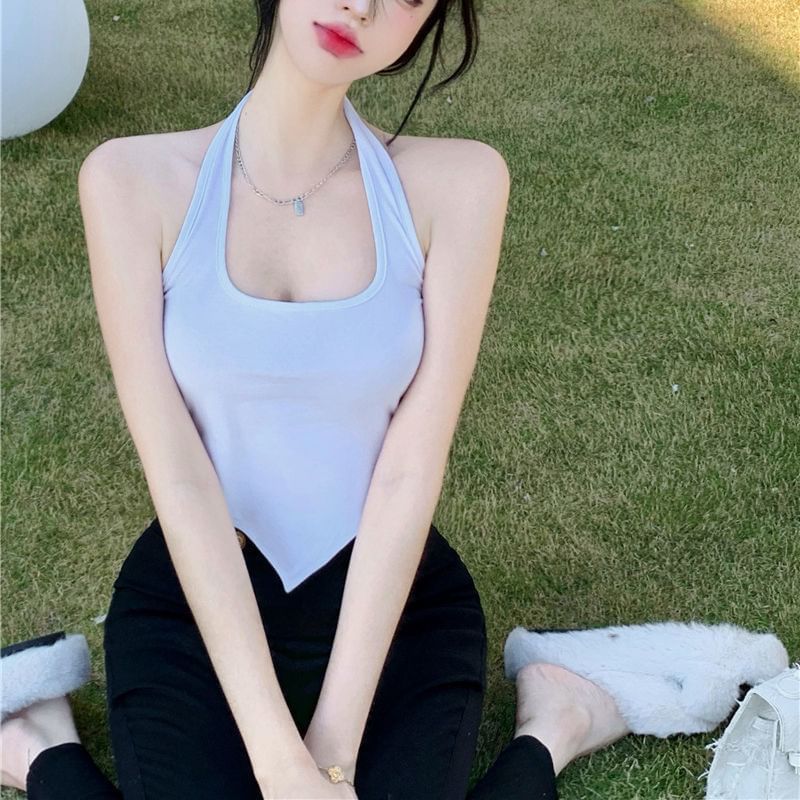 Halter Square Neck Crop Tank Top