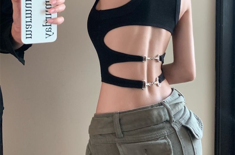 Backless Sleeveless Crop Tank Top