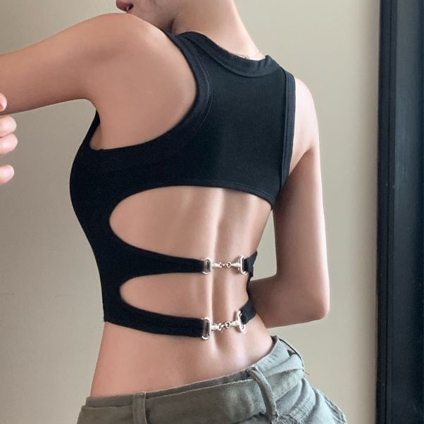 Backless Sleeveless Crop Tank Top