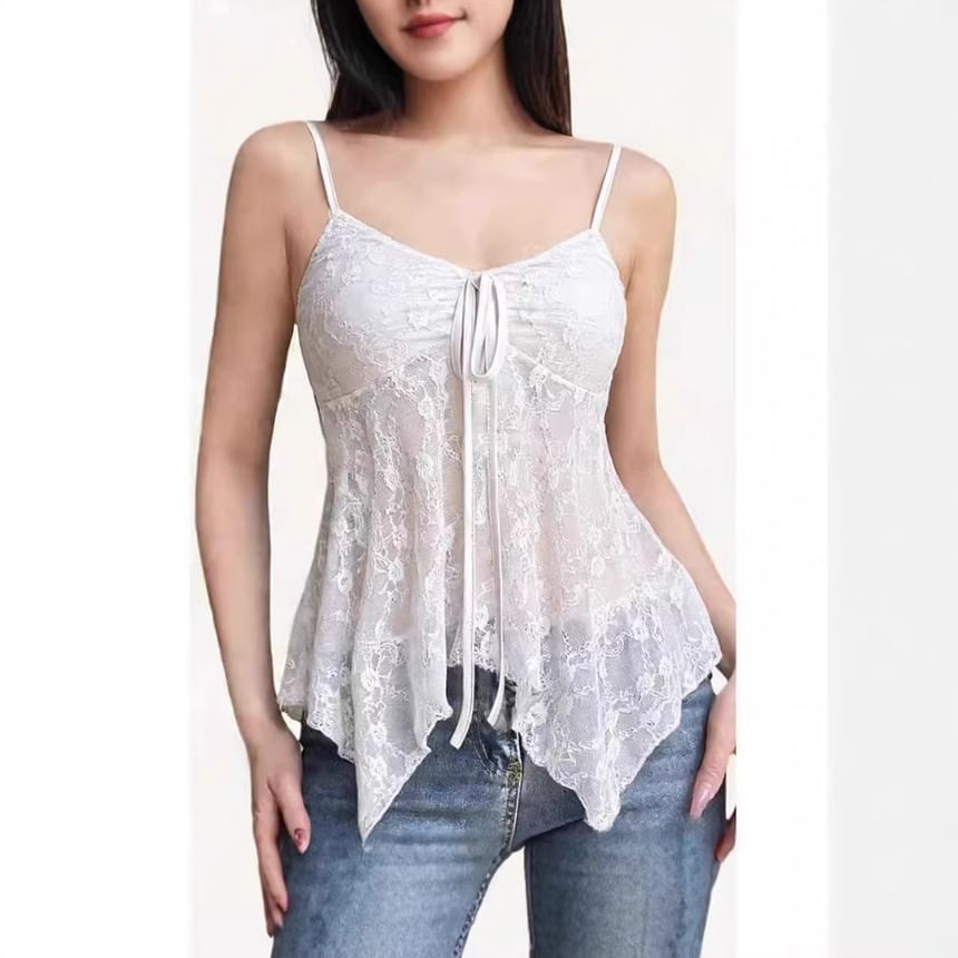Scoop Neck Lace Panel Camisole Top