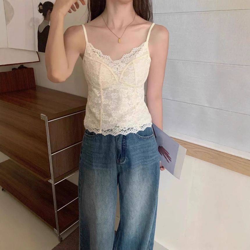 V-Neck Lace Camisole Top