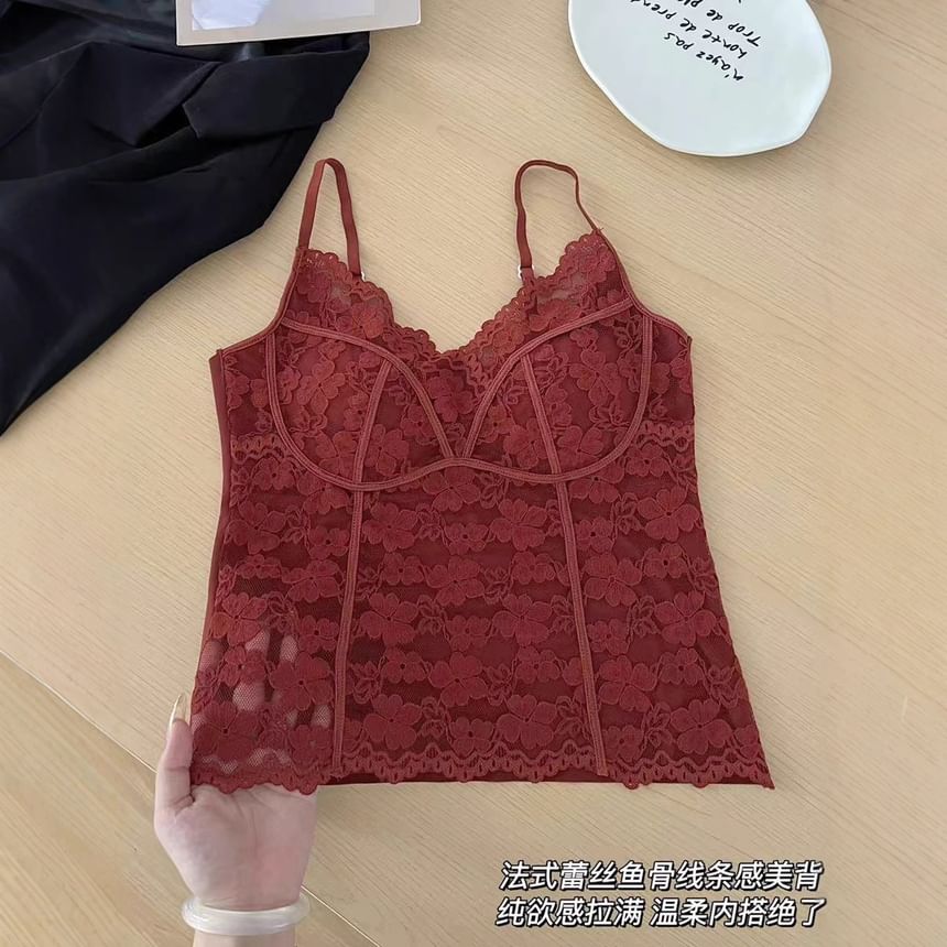V-Neck Lace Camisole Top